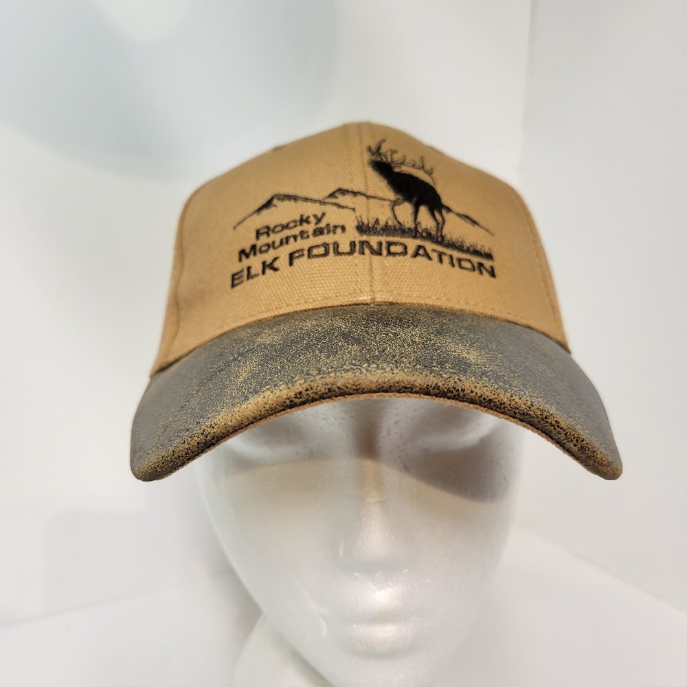 Rocky Mountain Elk Foundation Hat Brown‎ Distressed Hunting Outdoors Adjustable